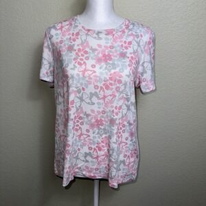 Rene Rofe Women's Sleepwear‎ Top NWT Pink and Gray Floral Butterflies Size Small
